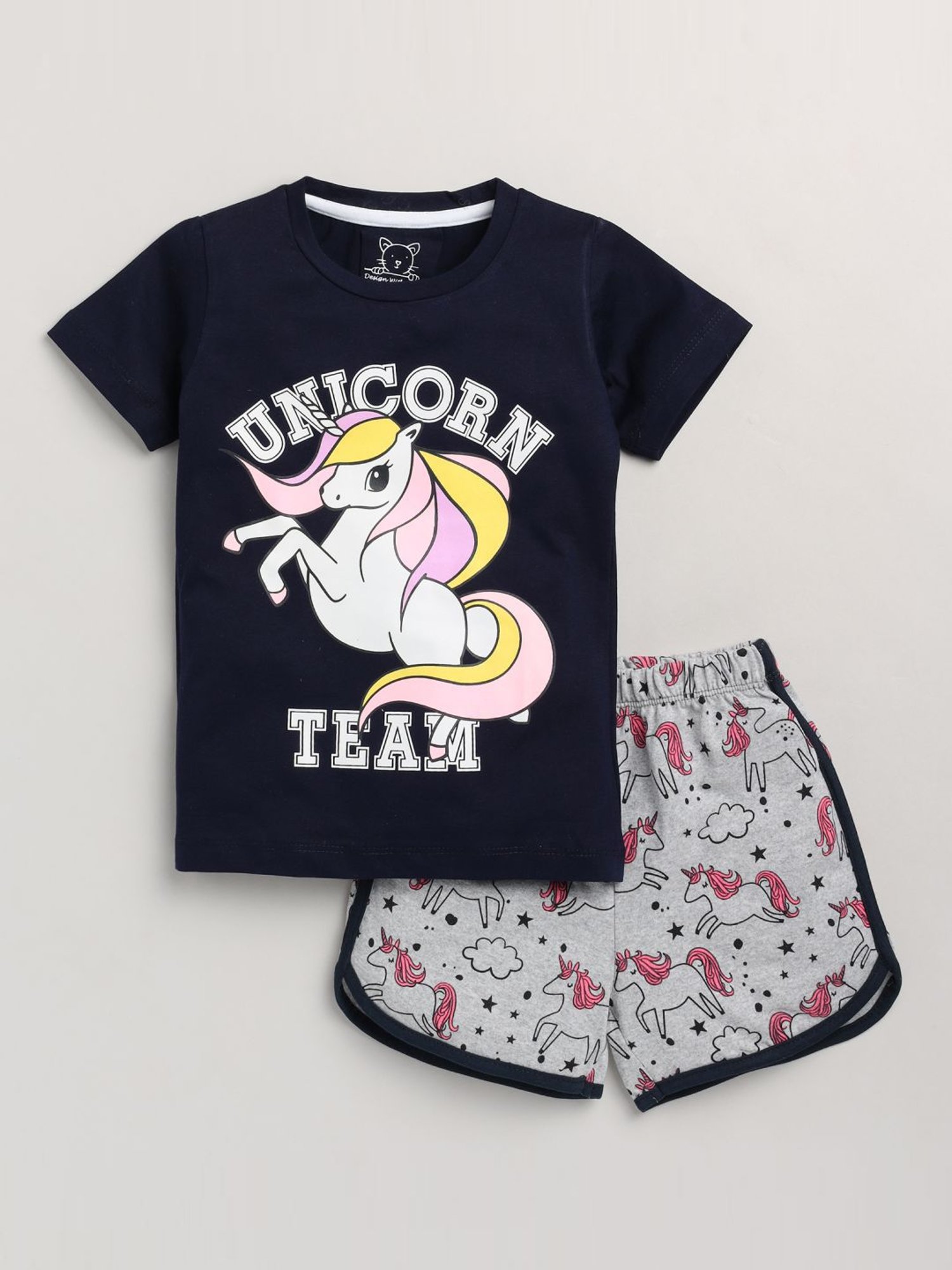 Lazy Shark Kids Blue Printed T-Shirt & Shorts