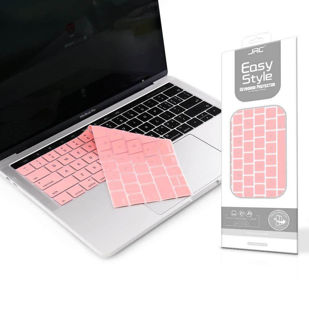 Premium Keyboard Cover Skin for MacBook Pro 13 inch with Touch Bar and Backlight Silicone Keyboard Protector for MacBook Pro 15 inch with Touch Bar( 2016/2017/2018)-Sakura Pink, US Layout