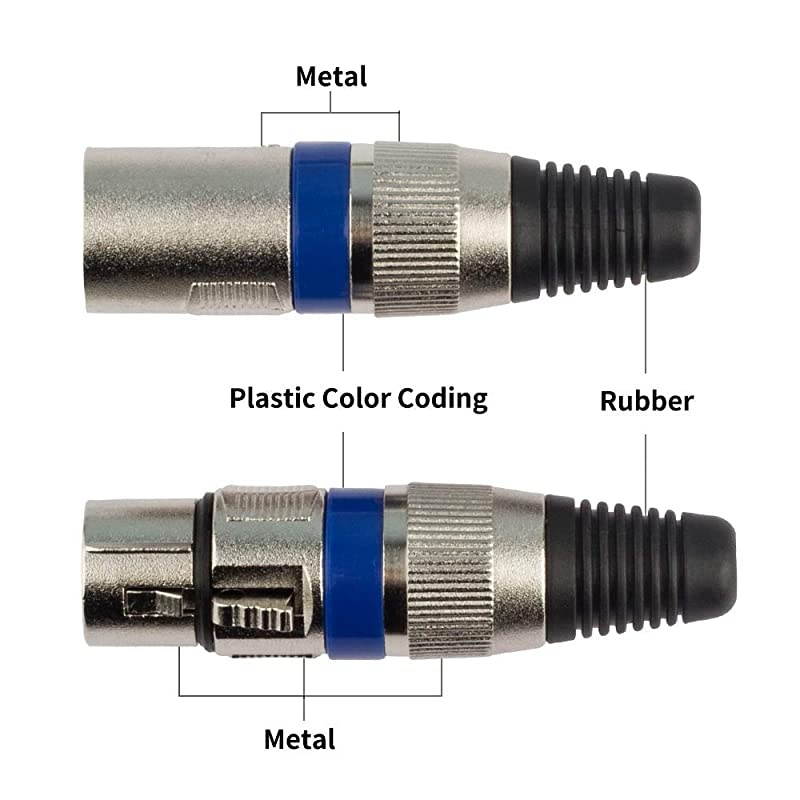 XLR Connector Male and Female 10 Colored Pairs with 3 Pins to be as DMX Connector Microphone Connector