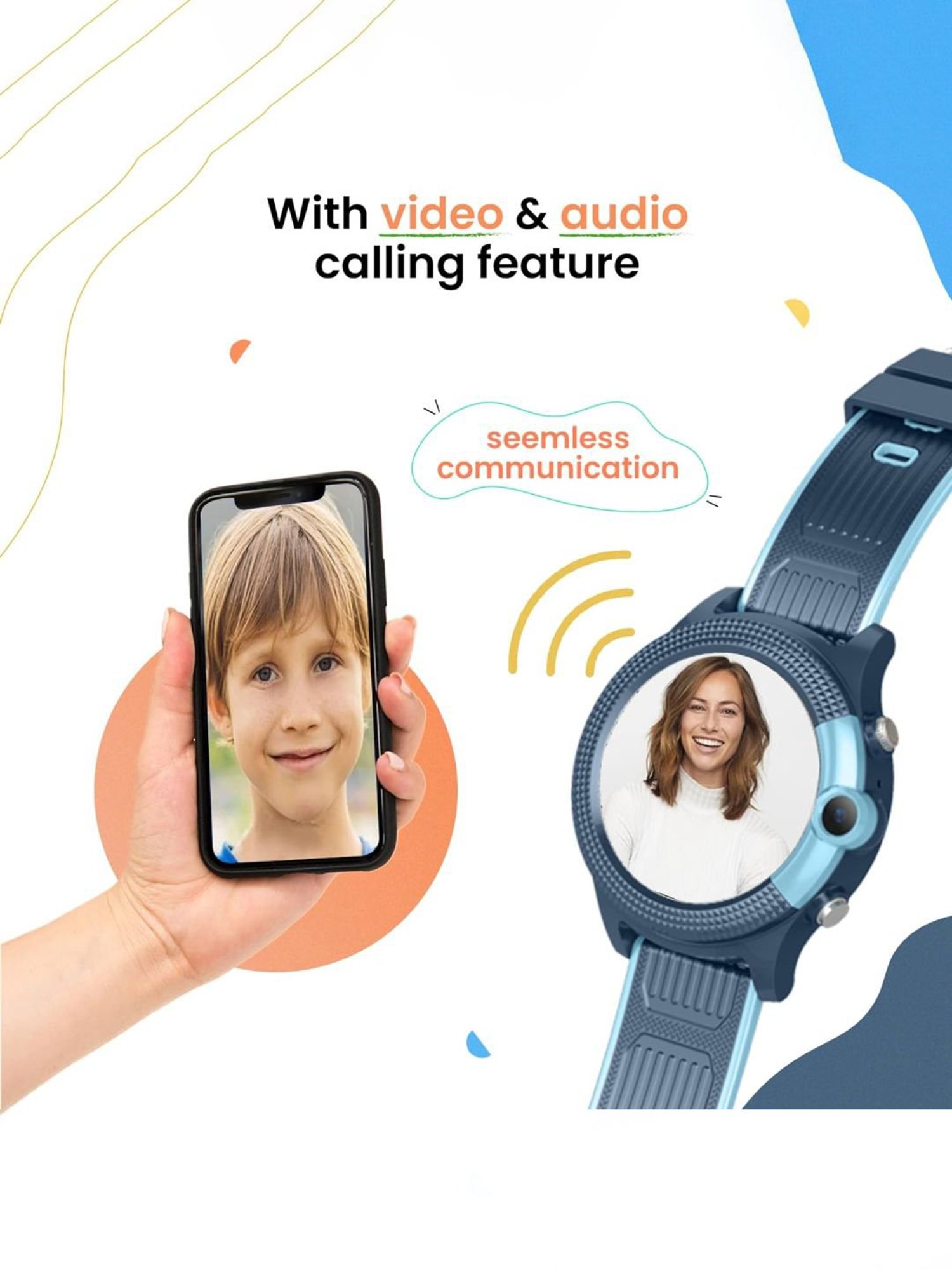 Turet Next Gen LTE 4G Smartwatch for Kids with Voice & Video Call, SOS, HD Camera (Blue)