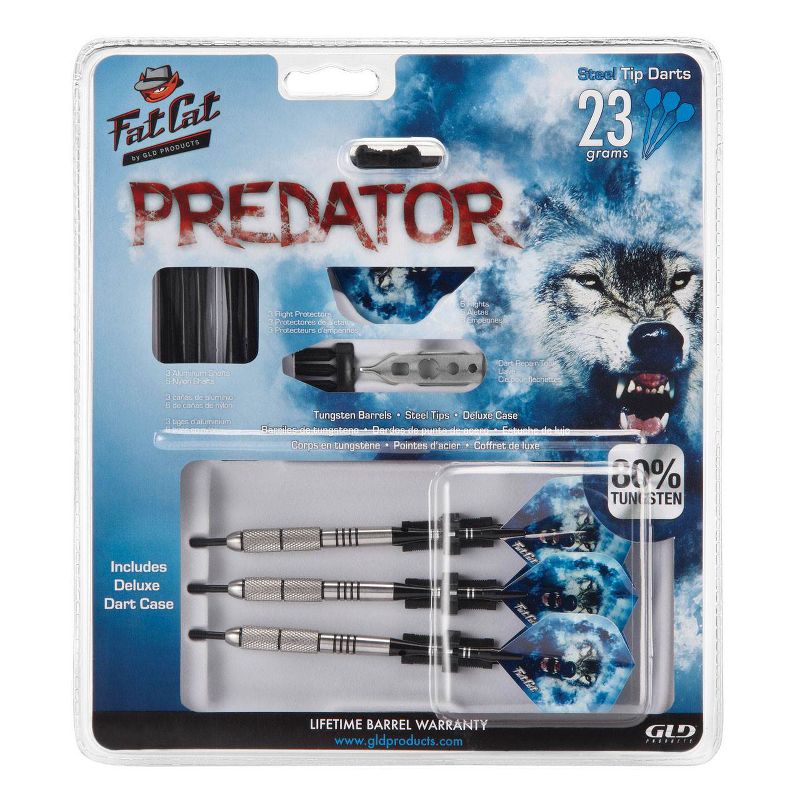 Fat Cat Predator 80% Tungsten Slim Steel Tip 23 Gram Dart Set with Travel Case