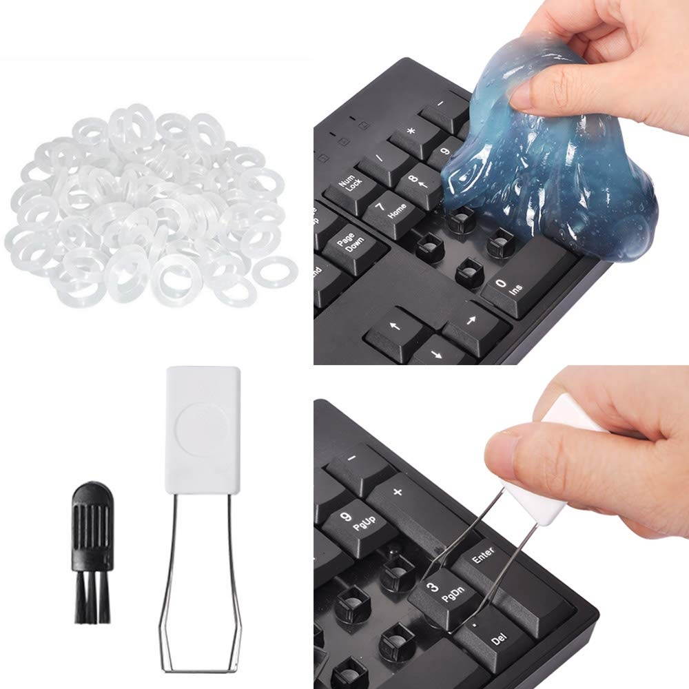 120Pcs Rubber O-Ring Mechanical Keyboard Ultra-Quiet Switch Sound Dampeners, Key Cap Remover, Cleaning Brush, Cleaning Mud, Cherry MX Switch Keyboard and Mechanical Keyboard Keys