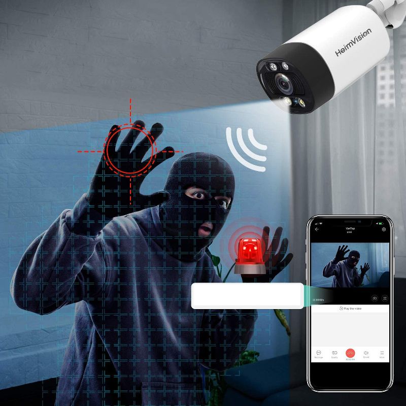 HeimVision HM211 Outdoor Security Camera Wireless, 1080P WiFi Waterproof Surveillance Camera with Floodlight, Night Vision, Siren Alarm, Two-Way Audio, Motion Detection, Cloud Service/ Microsd Support