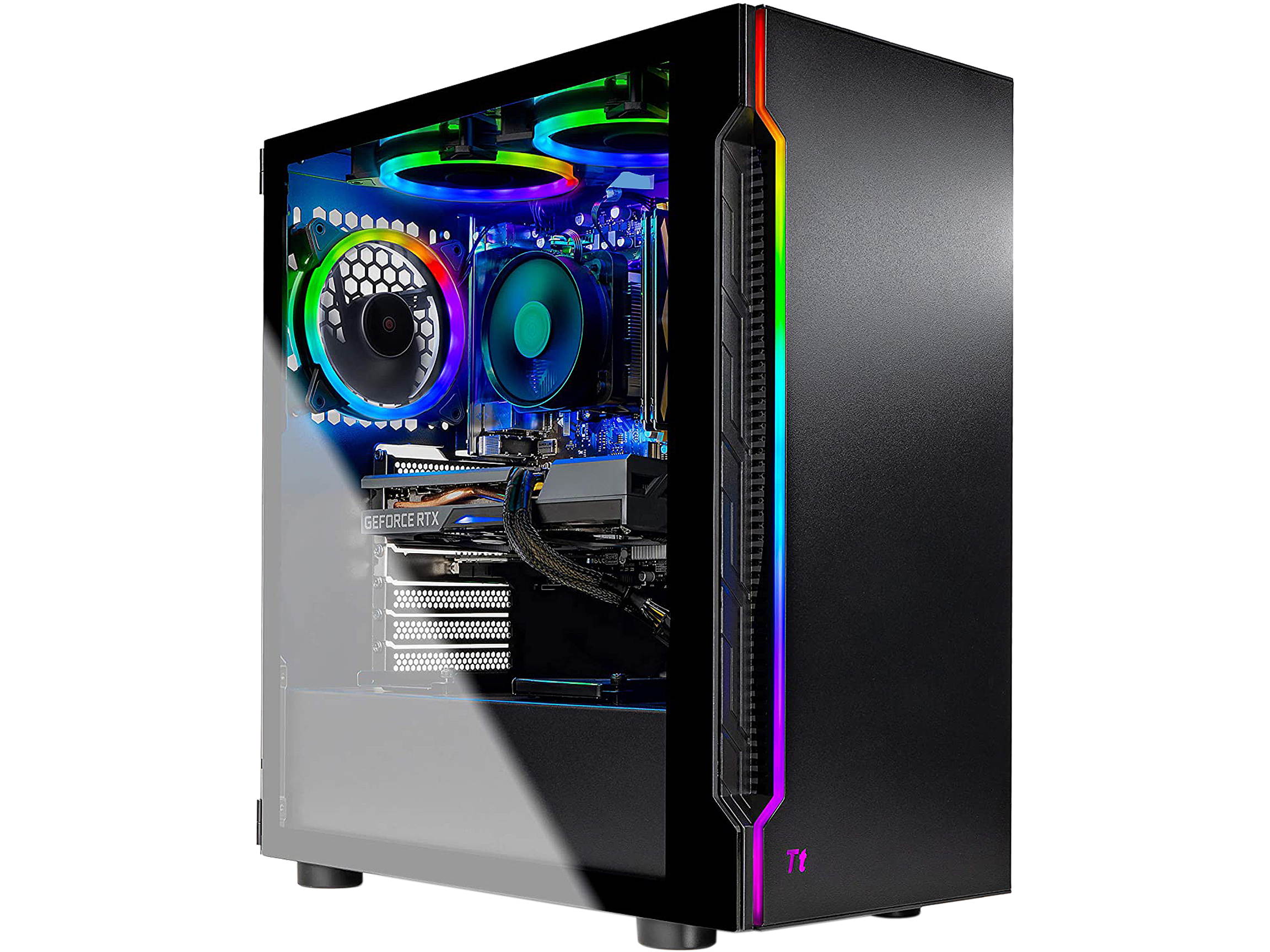Skytech Shadow 3.0 Gaming Computer PC Desktop - Ryzen 5 3600 6-Core 3.6GHz, RTX 3060 12GB, 1TB SSD, 16GB DDR4 3000,  RGB Fans, AC WiFi, 600W Gold PSU, Windows 10 Home 64-bit, Black (Refurbished)