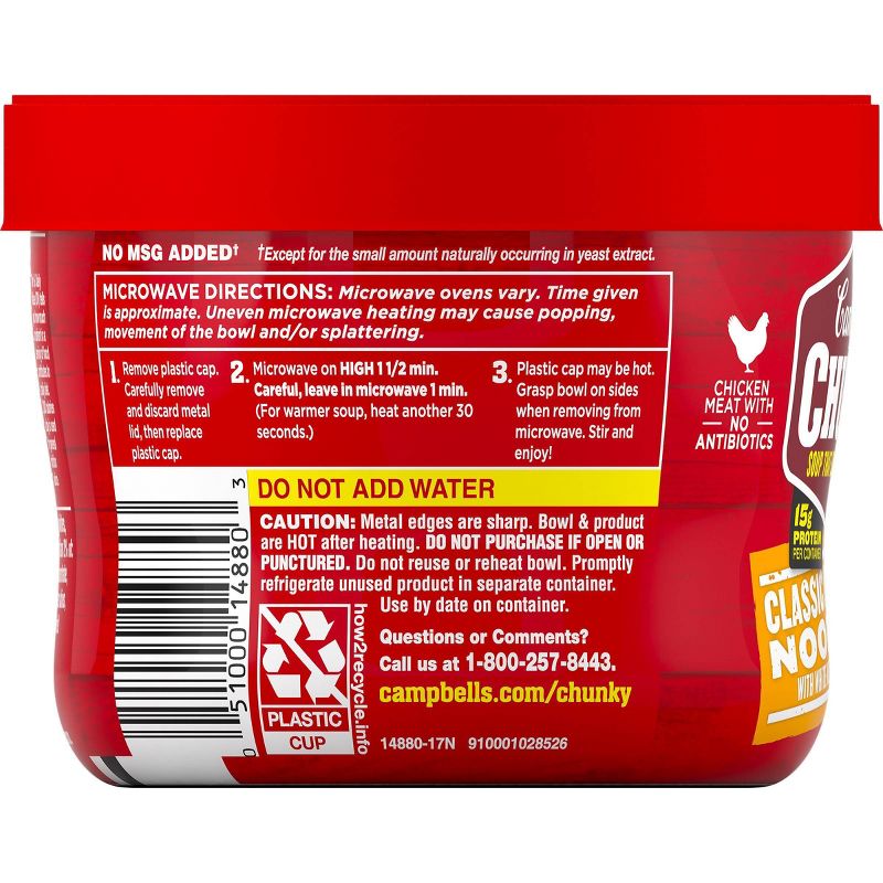 Campbell's Chunky Classic Chicken Noodle Soup Microwaveable Bowl 15.25oz