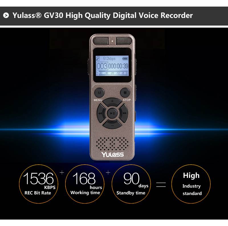 8GB Professional Audio Recorder Business Portable Digital Voice Recorder USB Support Multi-language,Tf Card to 64GB