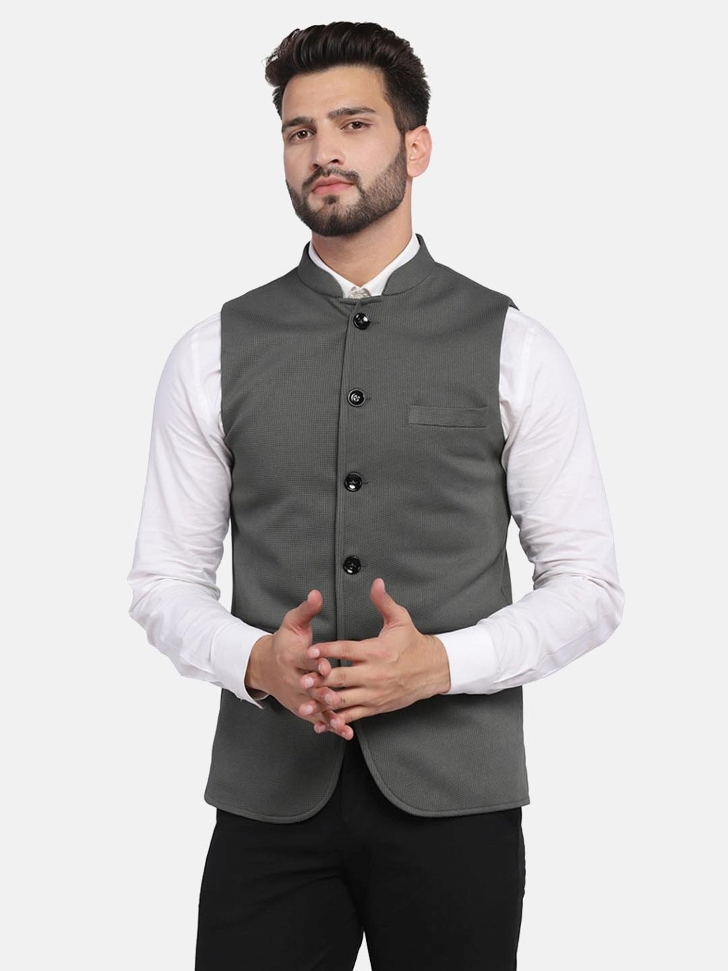 TAHVO Green  Slim Fit Nehru Jacket