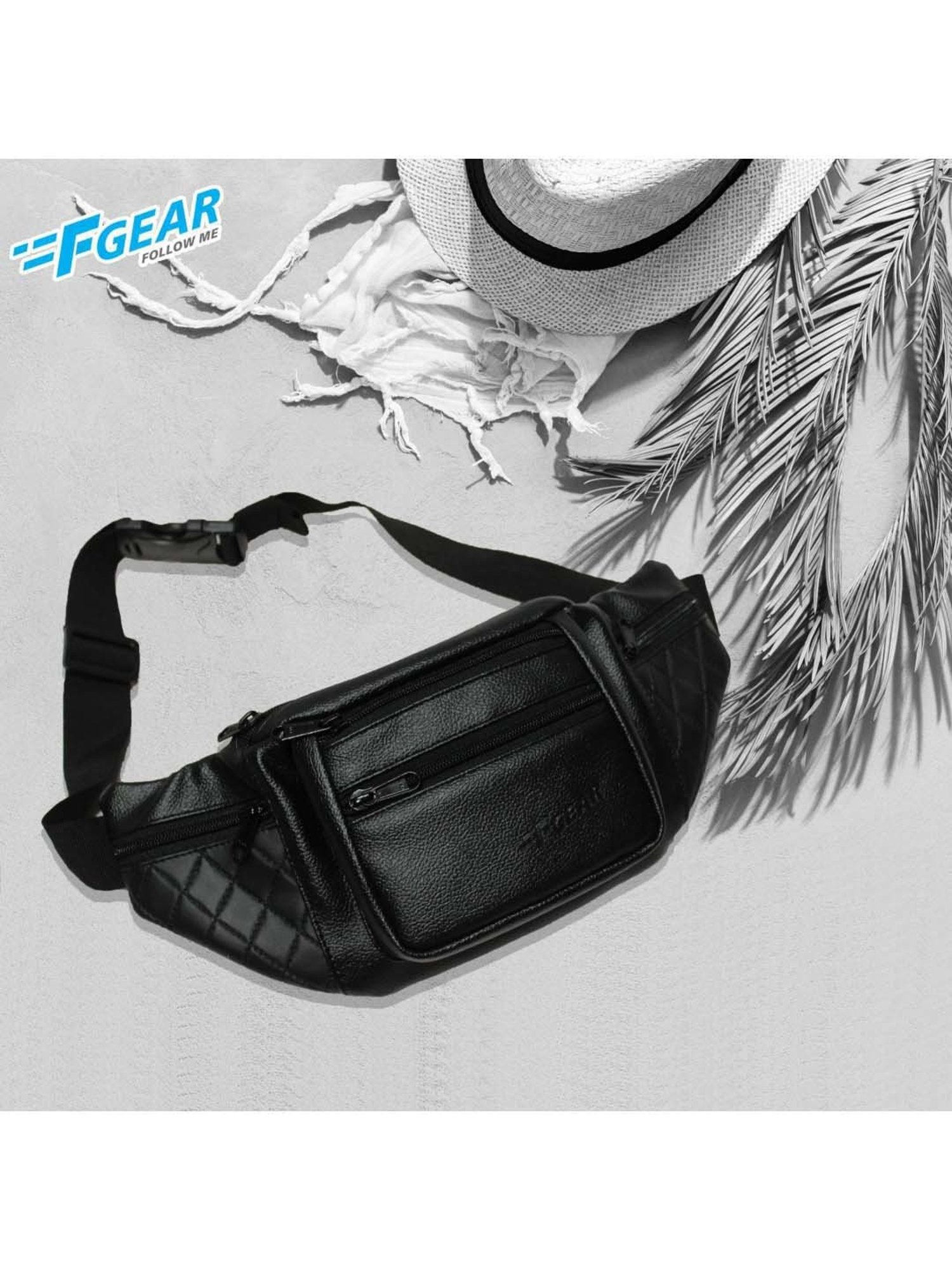 F Gear Black Solid Waist Pouch
