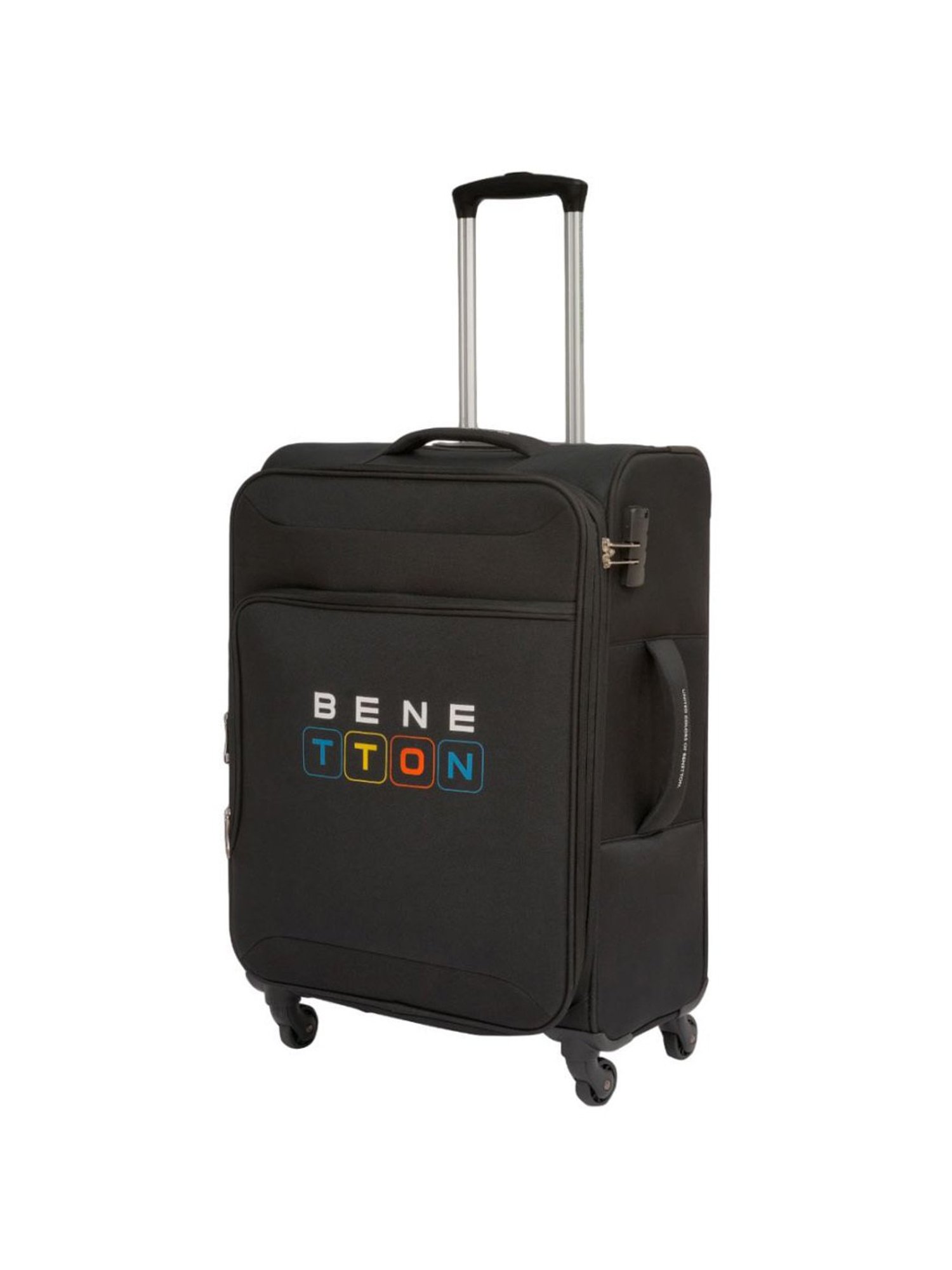 United Colors Of Benetton Macau Black Printed Soft Medium Trolley Bag - 68 Cms