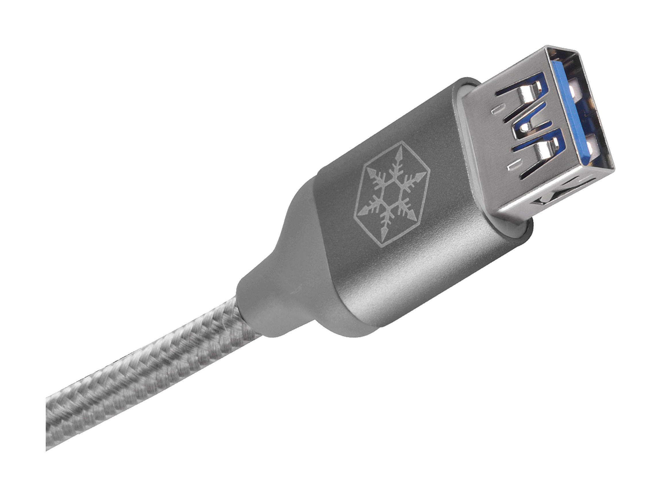 Silverstone CPU05C-500 USB-C to USB TYPE-A Female Cable, 0.5 Meter, Nylon Braided and Aluminum Shell