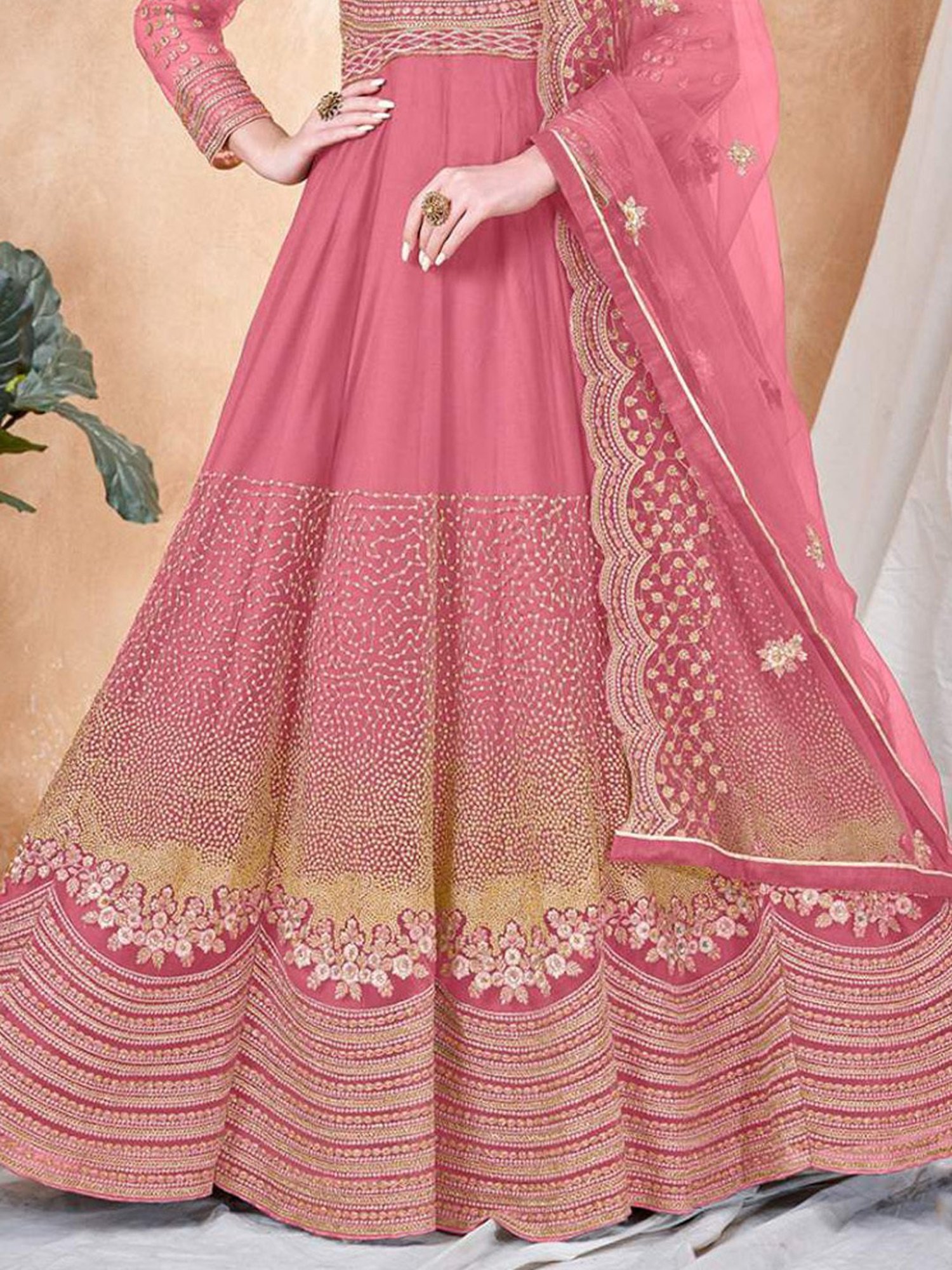 Odette Pink Embroidered Unstitched Dress Material