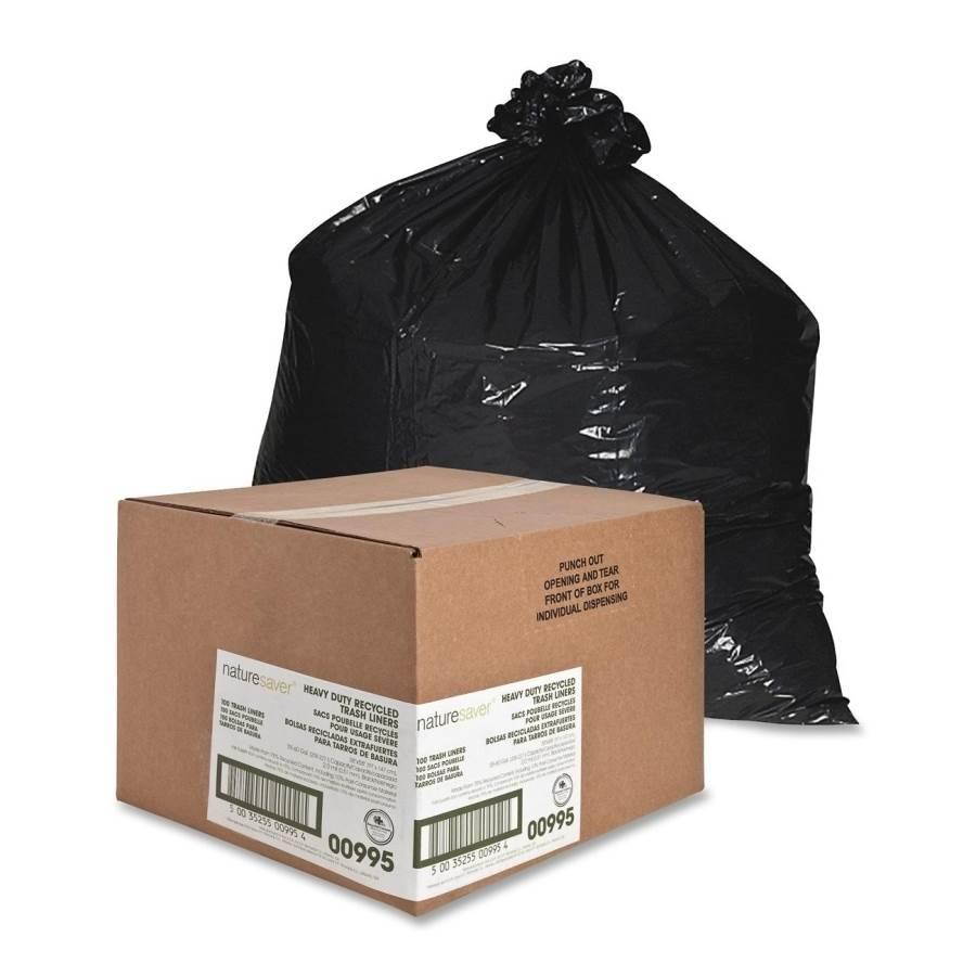 Nature Saver Trash Can Liners Rcycld 55-60 Gal 2.0mil 38"x58" 100/BX BK 00995