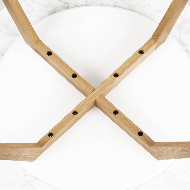 Gabrielle Mid-Century Marble Round Coffee Table Natural - Poly & Bark