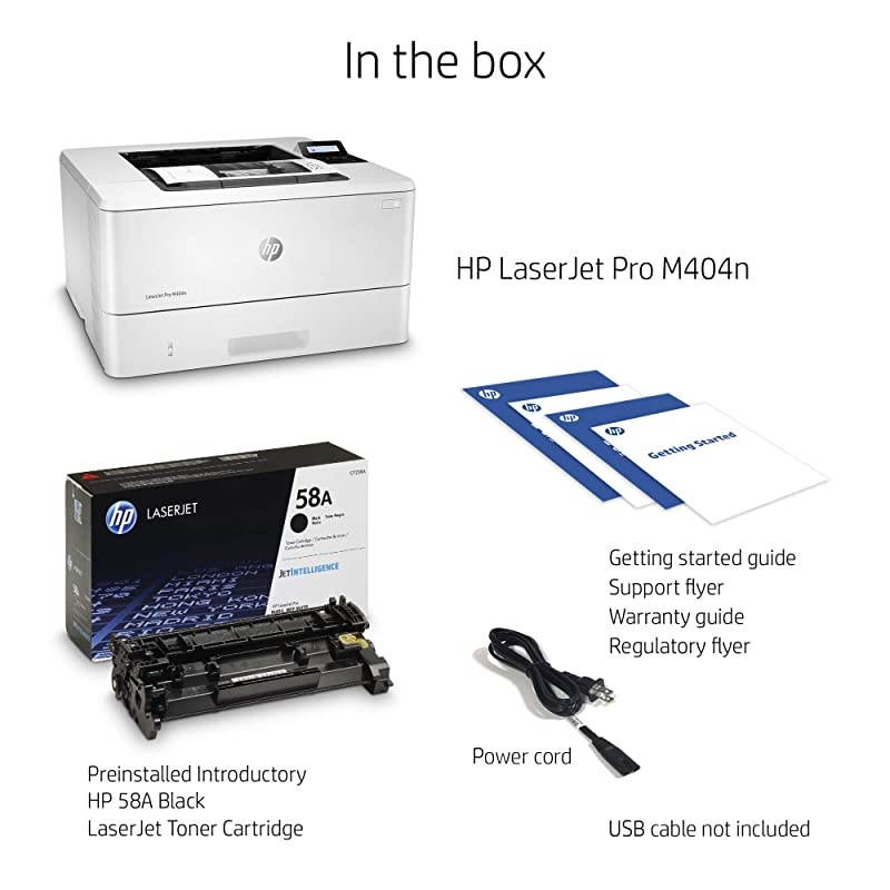 LaserJet Pro M404n Laser Printer with Built-in Ethernet & Security Features (W1A52A)
