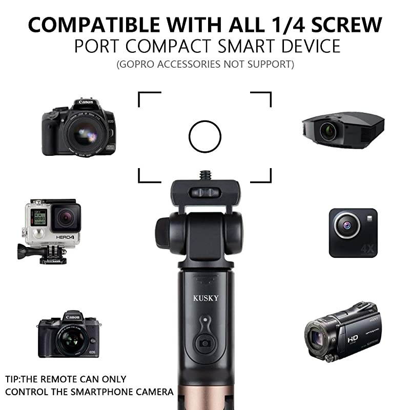 Stick Tripod Bluetooth Upgraded,Phone & Camera Tripod Stick with Wireless Remote Shutter for Gopro,Action Cameras,iPhone12 11 Pro XS MAX XR X 8 7 Plus,Galaxy S9 plus/S8/S7Edge