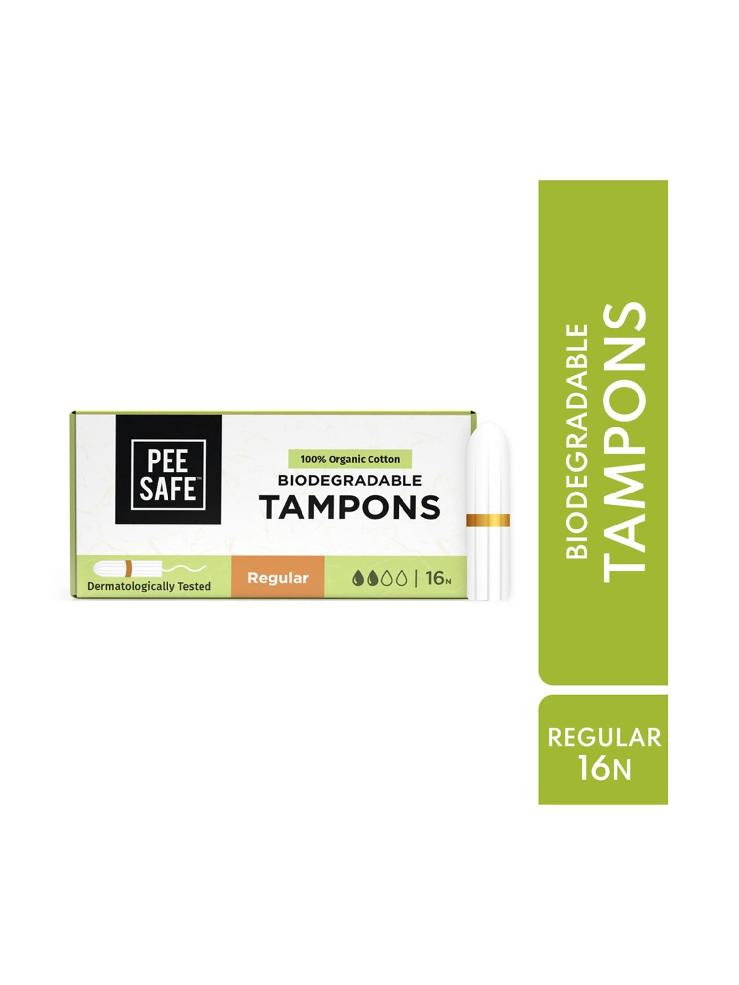 Pee Safe Organic Cotton Tampon (Regular) - Pack of 16