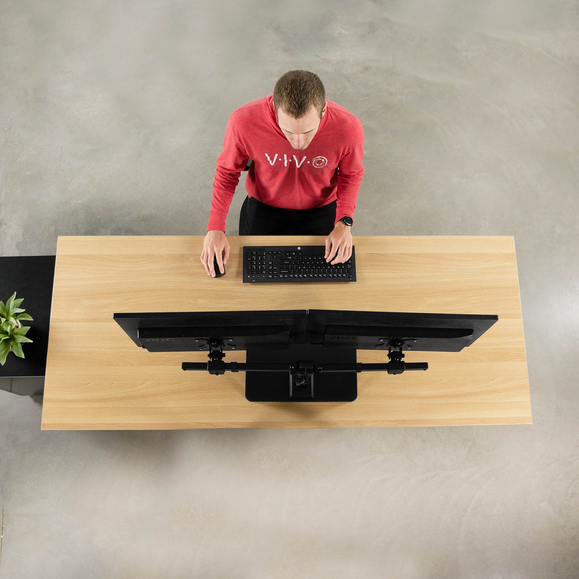 VIVO Black Freestanding Dual Monitor Stand with Riser for 17&rdquo; to 27&rdquo; Screens | Mount with Storage (STAND-V102SF)