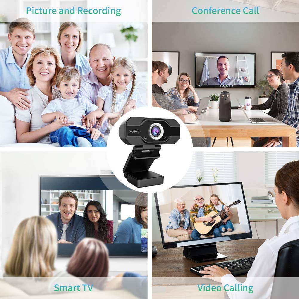 Webcam with Microphone for Desktop Laptop, 1080P HD Streaming USB PC Computer Web Camera for Video Calling Conferencing Recording Gaming, Skype/YouTube/Zoom