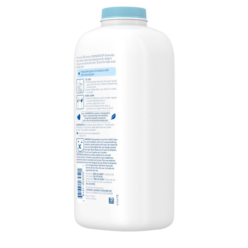 Johnsons Baby Powder with Aloe & Vitamin E Pure Cornstarch - 22oz