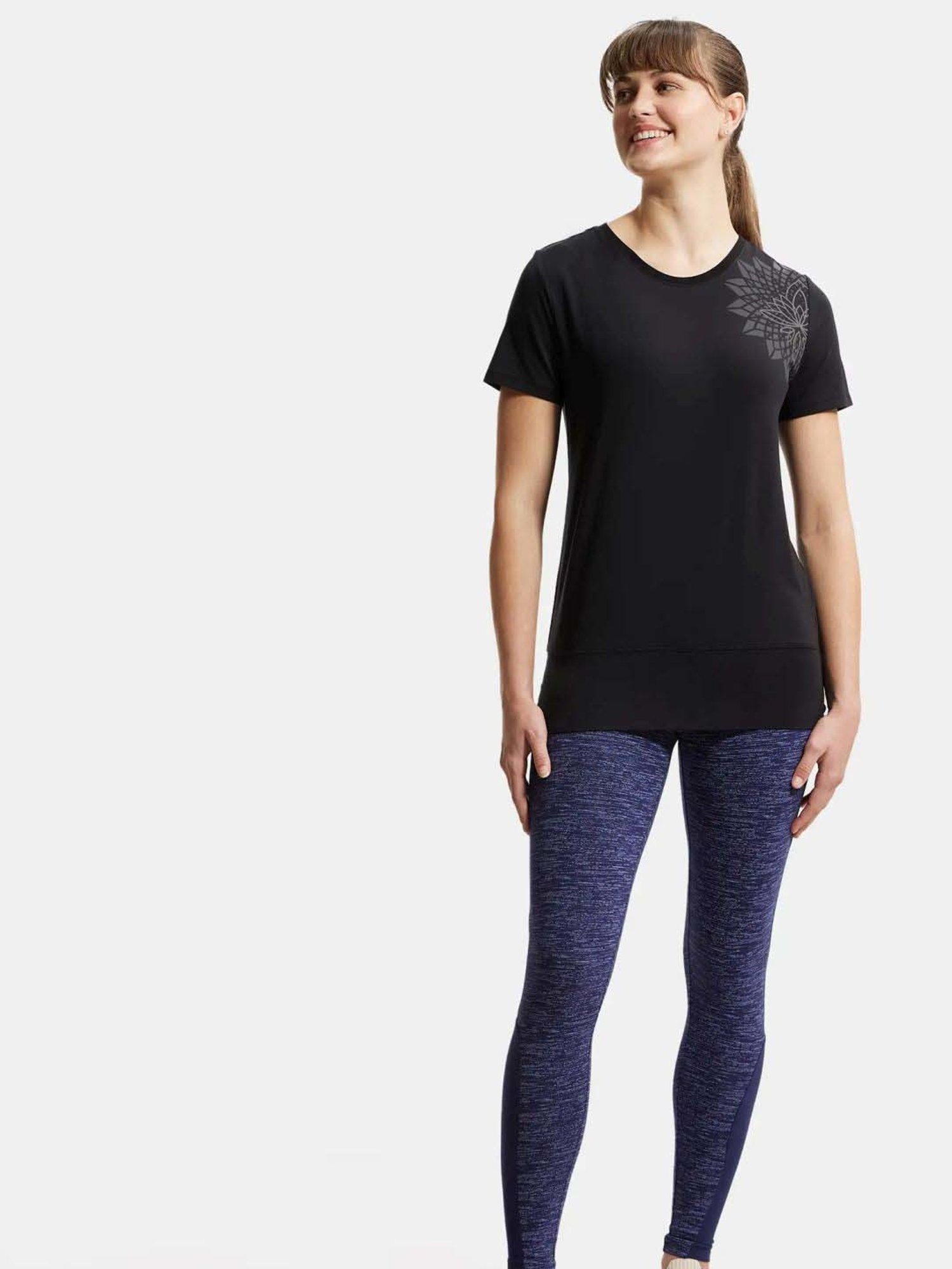 Jockey Black Printed Sports T-Shirt