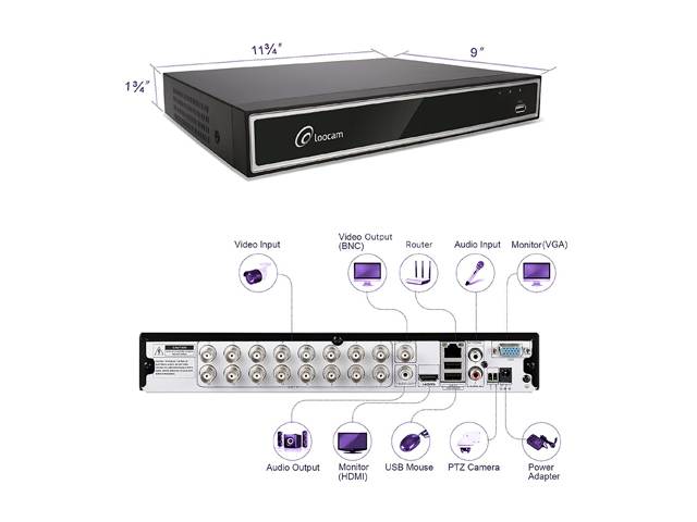 Loocam 16 Channel Security Camera System for Home, 1080p 16 Channel DVR Recorder with (16) 1080p Night Vision Weatherproof Surveillance CCTV Camera Outdoor and Indoor (2TB Hard Drive Built-in)