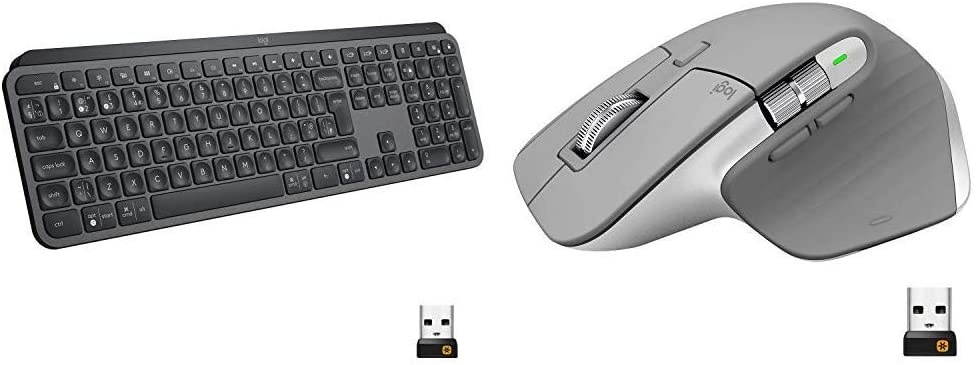 Logitech MX Keys Advanced Wireless Illuminated Keyboard - Graphite Bundle with Logitech MX Master 3 Advanced Wireless Mouse - Mid Grey