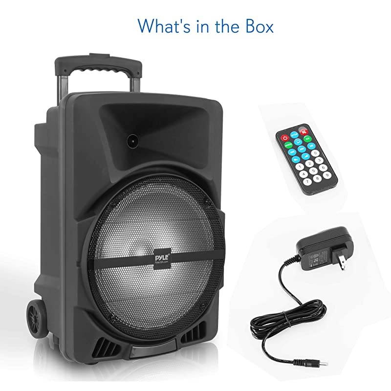 Portable PA Speaker System 1200W High Powered Bluetooth Compatible Indoor and Outdoor DJ Sound Stereo Loudspeaker w USB SD MP3 AUX 35mm Input Flashing Party Light amp FM Radio PPHP1544B