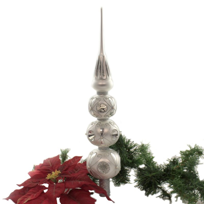 Christina's World 16.0" White Anniversary Finial Shiny Tree Topper  -  Tree Toppers