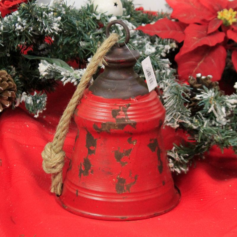 Home Decor 9.5" 9.50 Inch Red Metal Bell Tin Decorate Christmas Holiday  -  Decorative Figurines