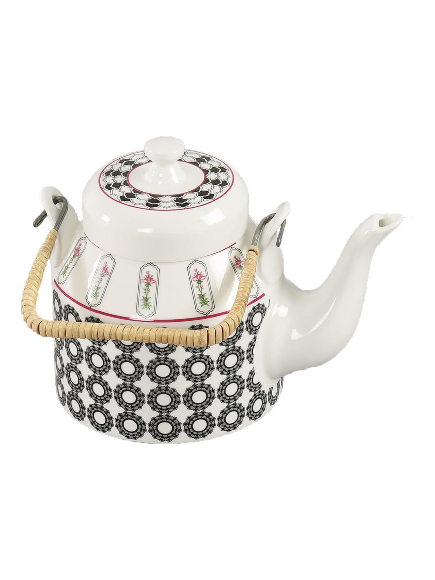India Circus Multicolor Ceramic Kettle with Lid - Set of 1