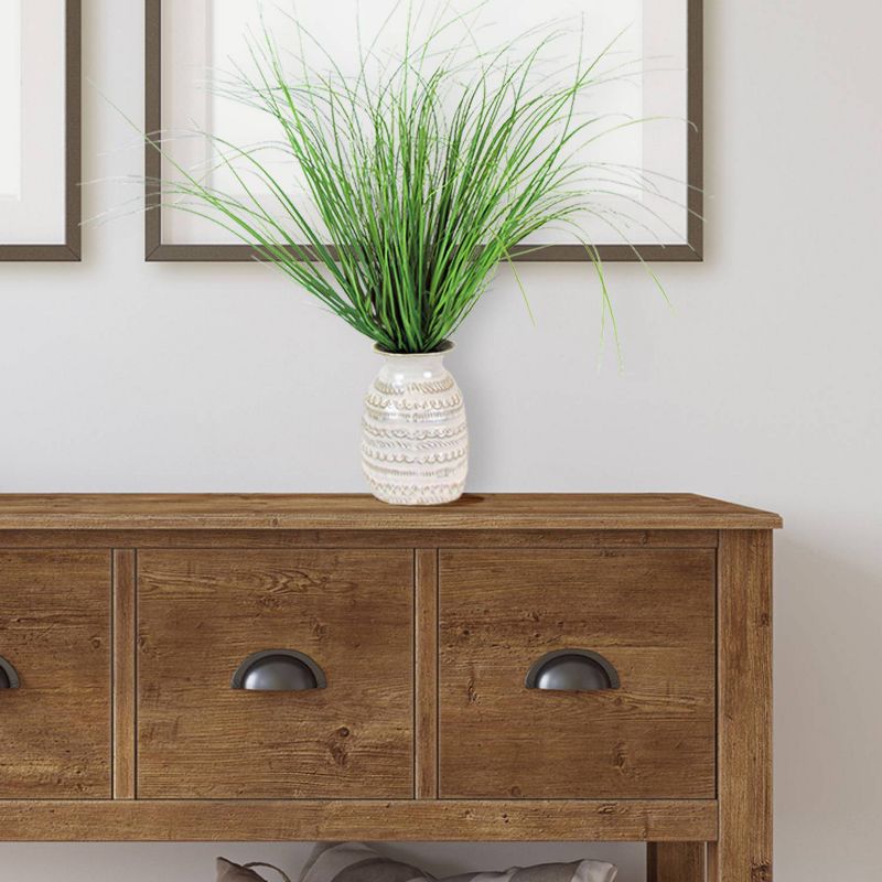 24" x 15" Artificial Grass Plant in Patterned Ceramic Urn - LCG Florals