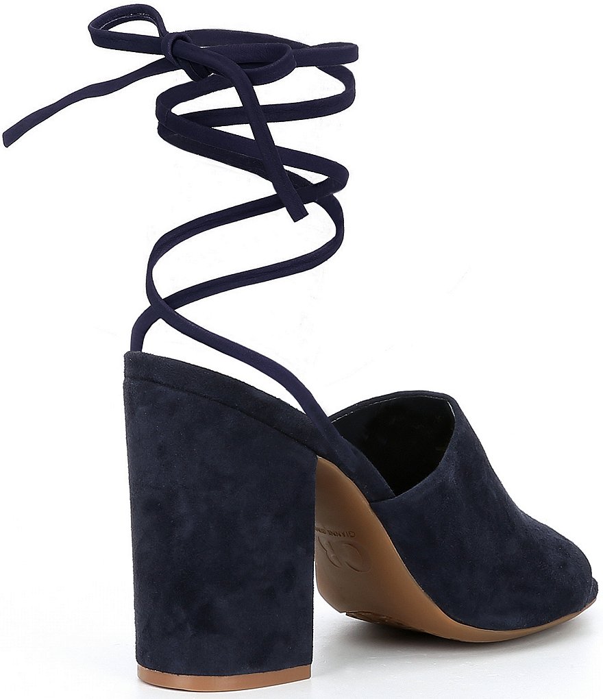 GB Kat-Kall Ankle Wrap Block Heel Mules