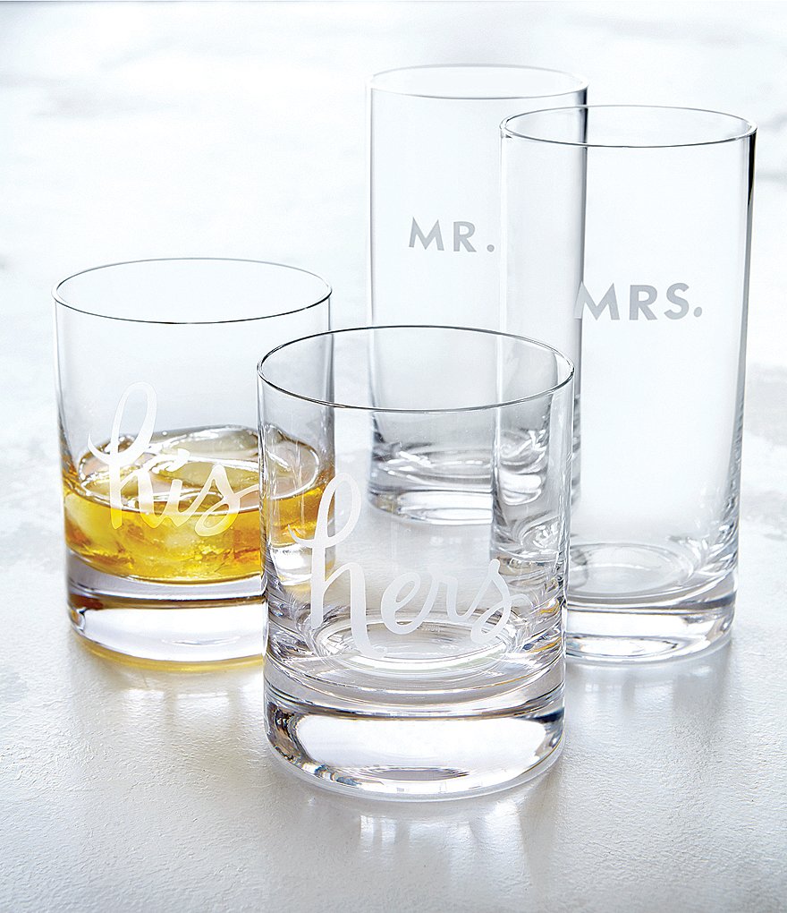 kate spade new york Two Of A Kind His & Hers Wedding Double Old-Fashioned Glass Pair