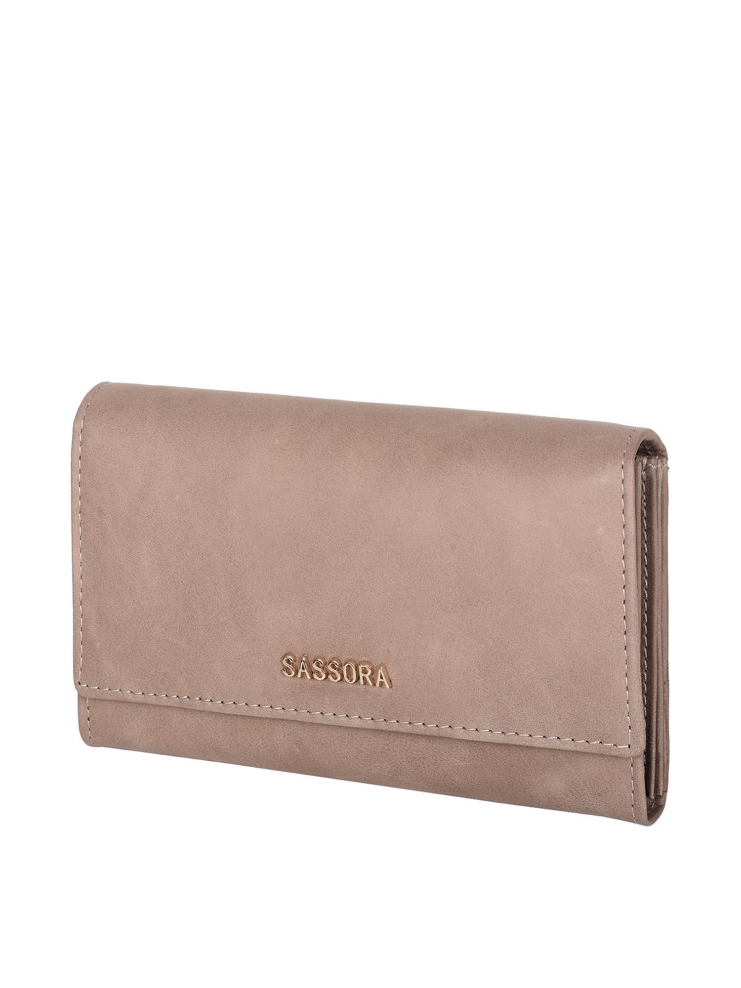 SASSORA Beige Solid Rfid Wallet for Women