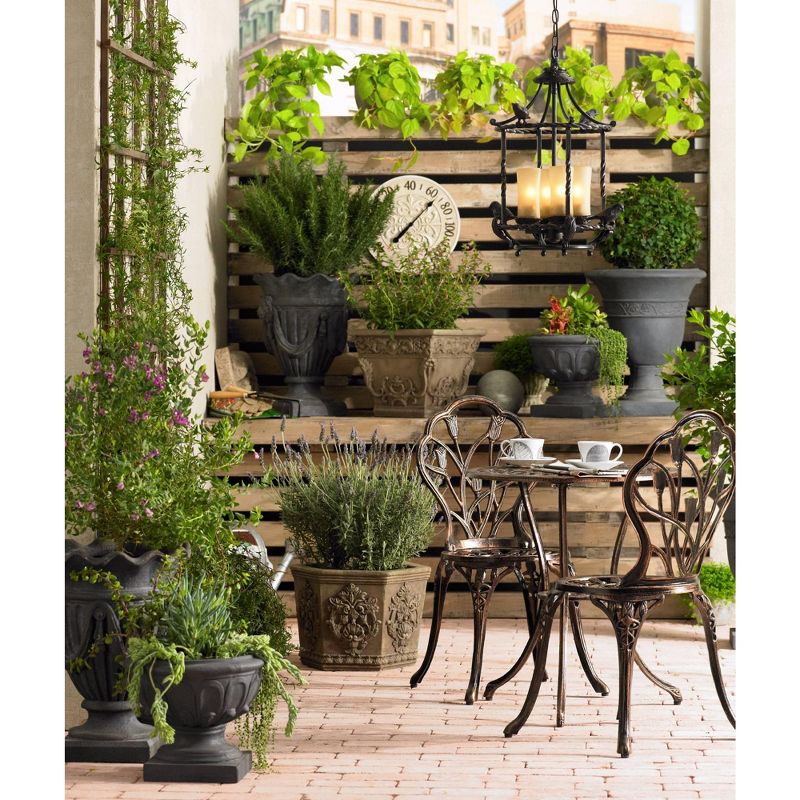 Franklin Iron Works Wrought Bronze Pendant Chandelier 13" Wide Rustic Scavo Glass 4-Light Fixture Dining Room House Foyer Kitchen