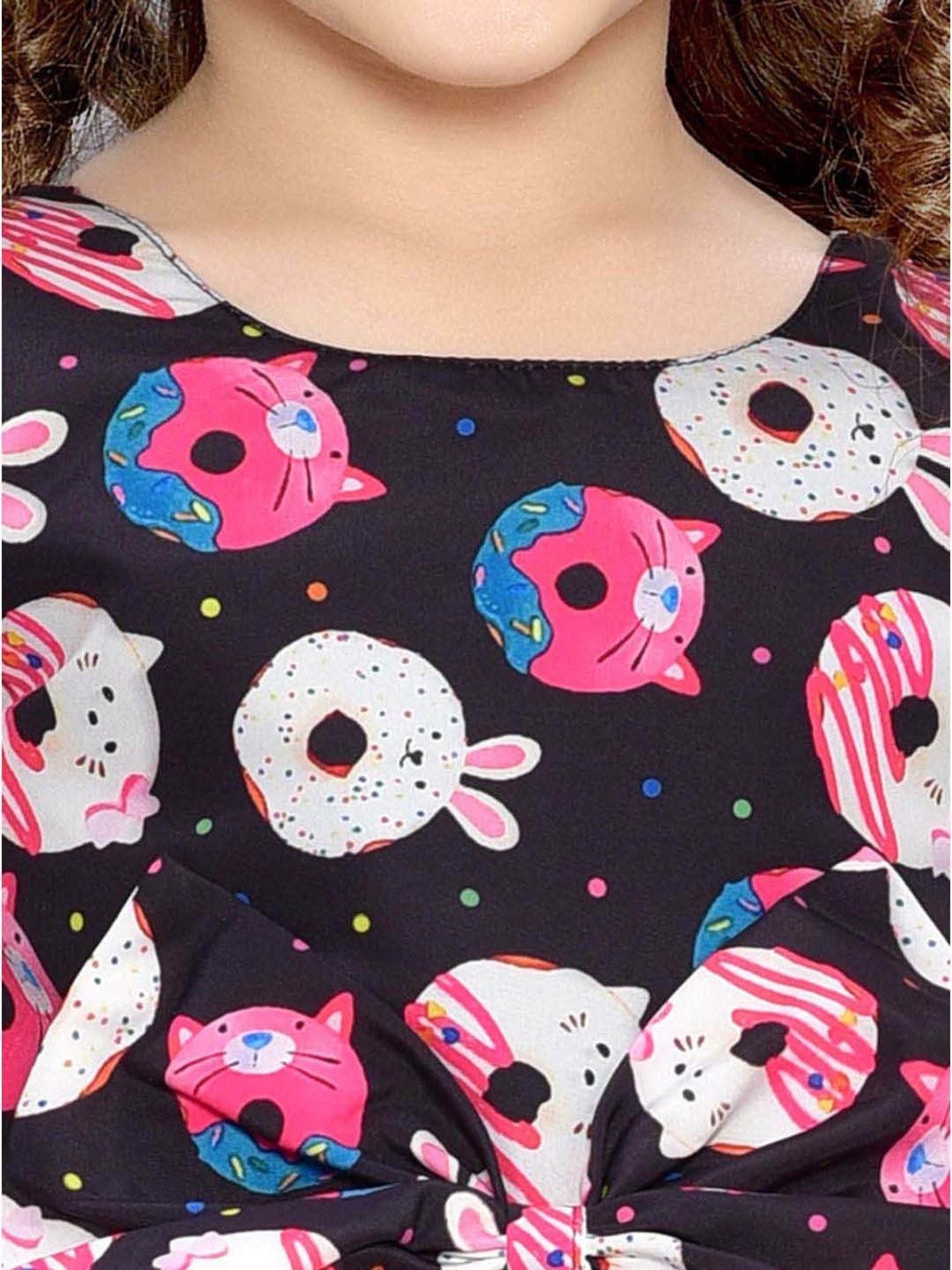Pink Chick Kids Black Digital Print Dress