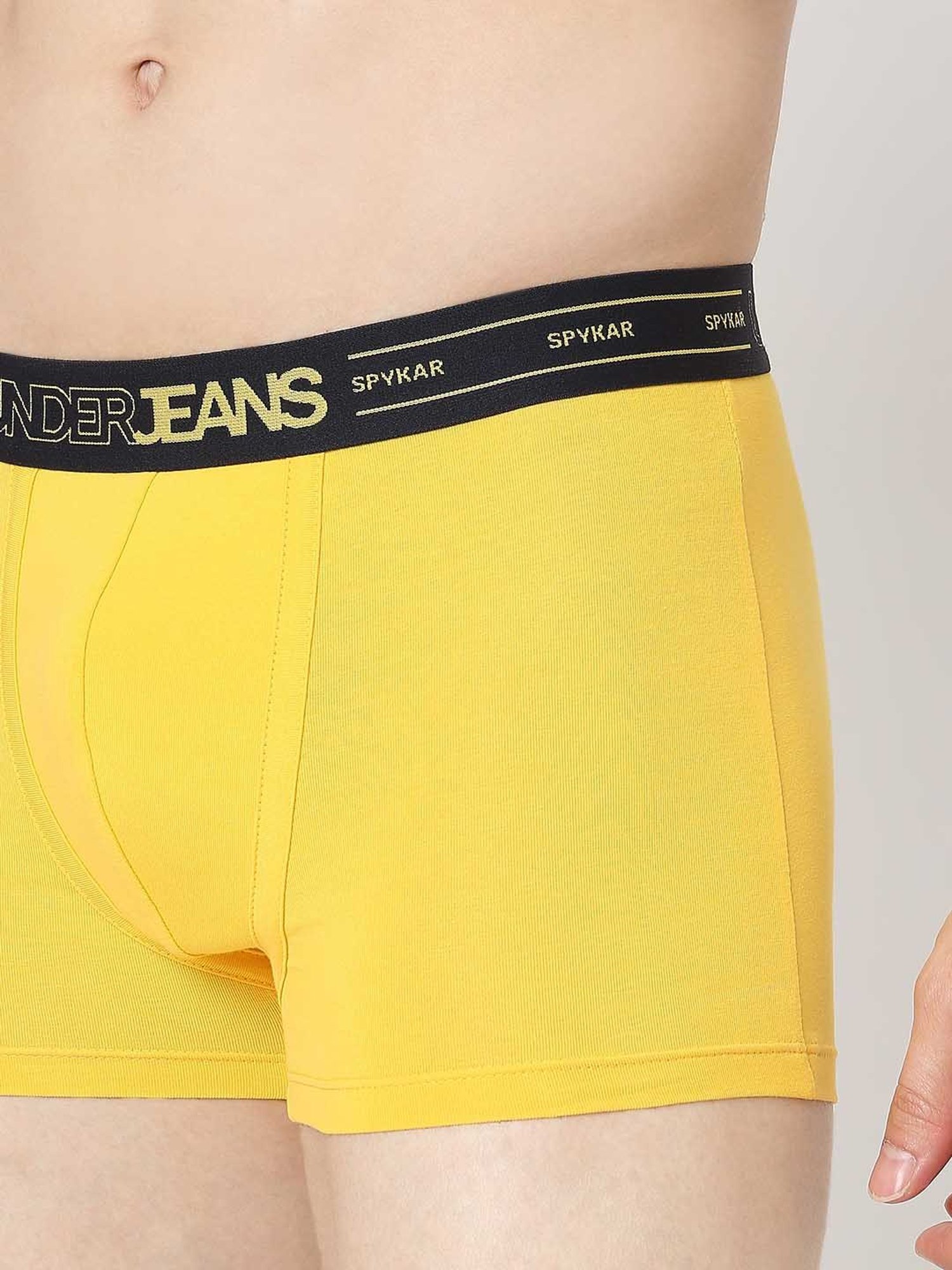 UnderJeans by Spykar Yellow Regular Fit Trunks