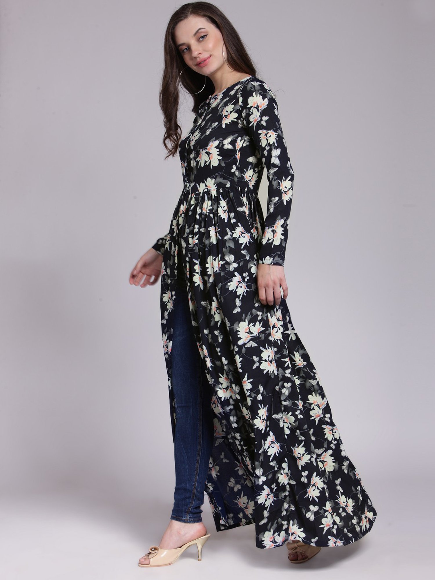 Cation Black Floral Print Tunic