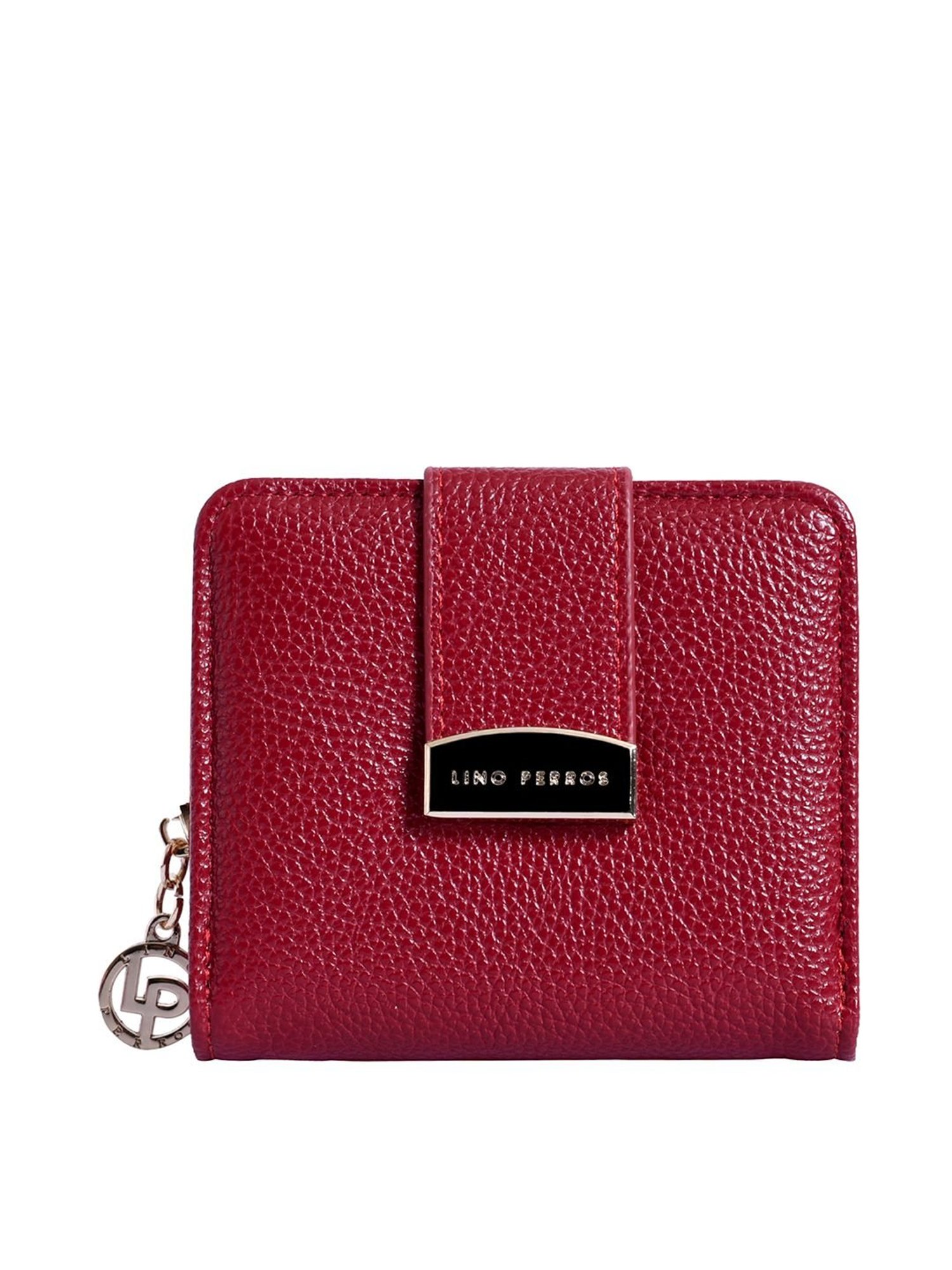 Lino Perros Core Red Textured  Zip Around Wallet for Women