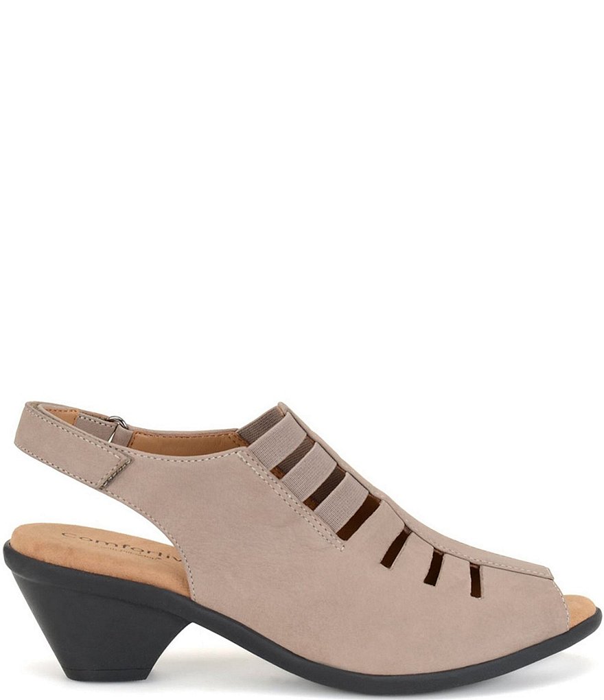 Comfortiva Faye Suede Slingback Peep Toe Mules