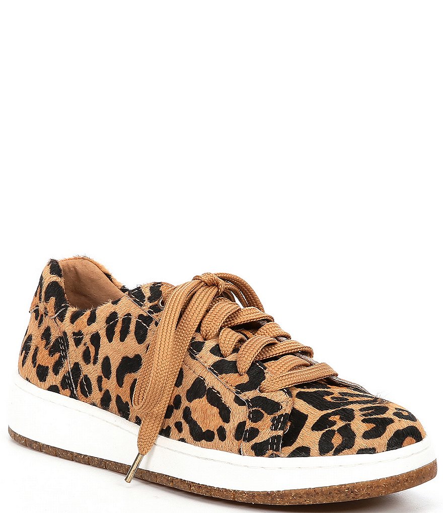 Aetrex Blake Leopard Print Calf Hair Lace-Up Sneakers