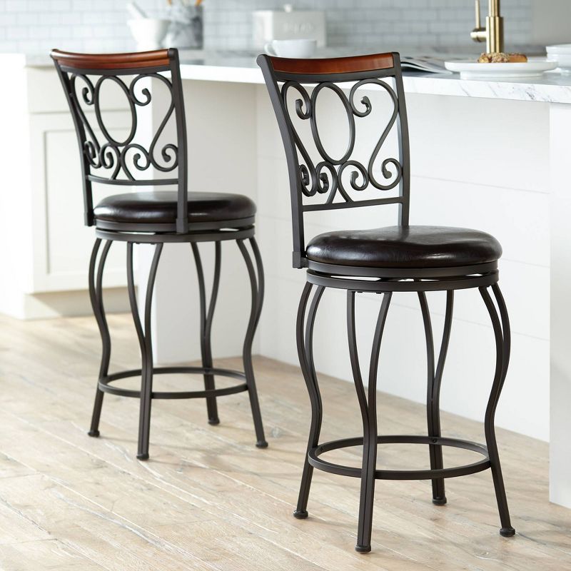 55 Downing Street Alberta 24" High Swivel Counter Stools Set of 2