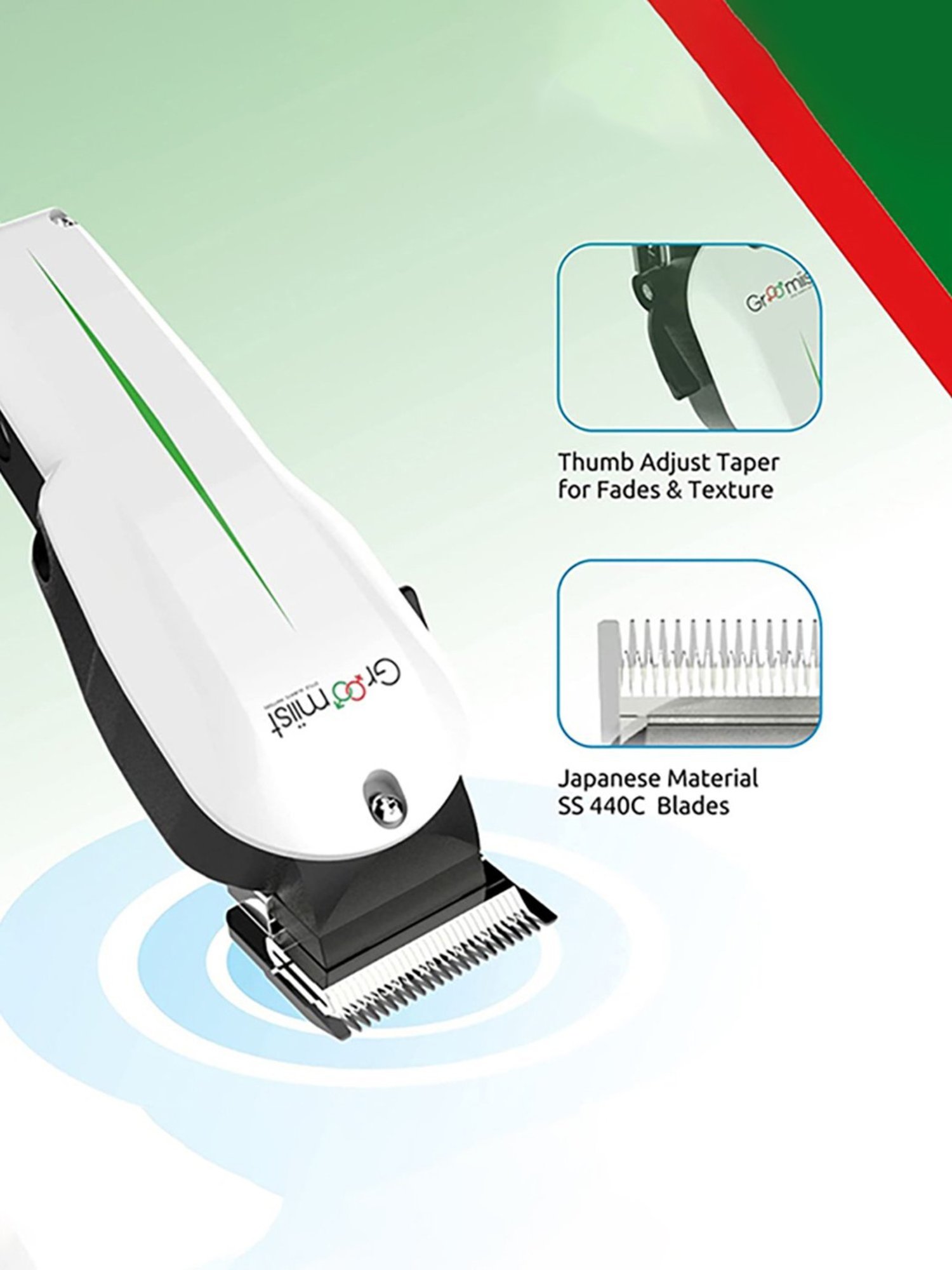 Groomiist SST-786 Professional Series Corded Hair & Beard Trimmer (White and Black)