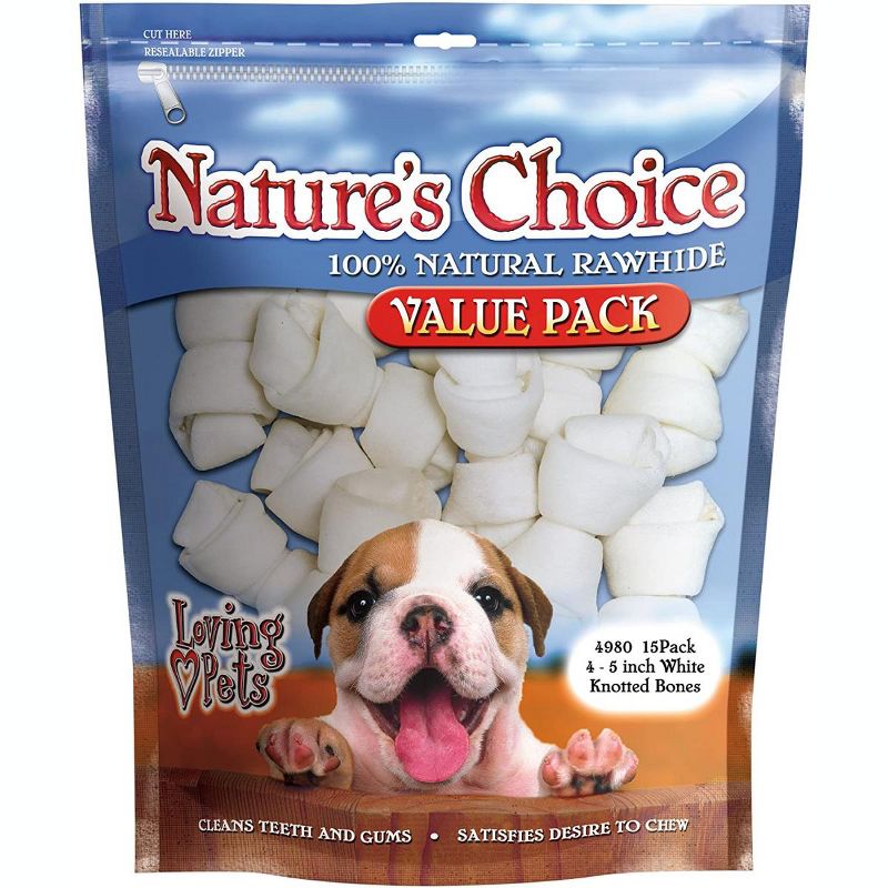 Loving Pets Nature's Choice 4-5 Inch White Knotted Bones (15 Pack)