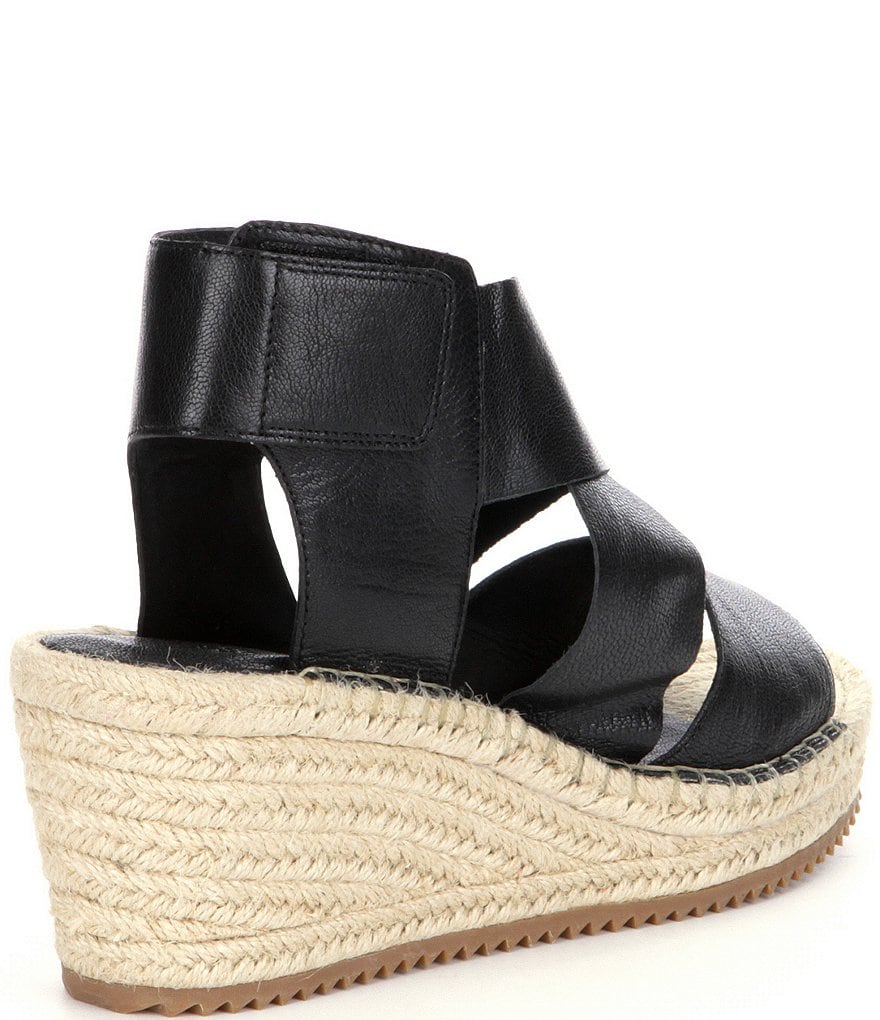Eileen Fisher Willow Tumbled Leather Wedge Espadrilles