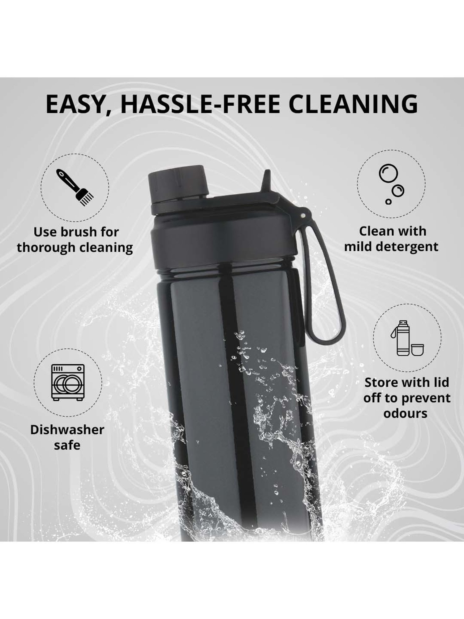 Bergner Walking Black Stainless Steel Thermosteel Hot and Cold Bottle (0.75 L)