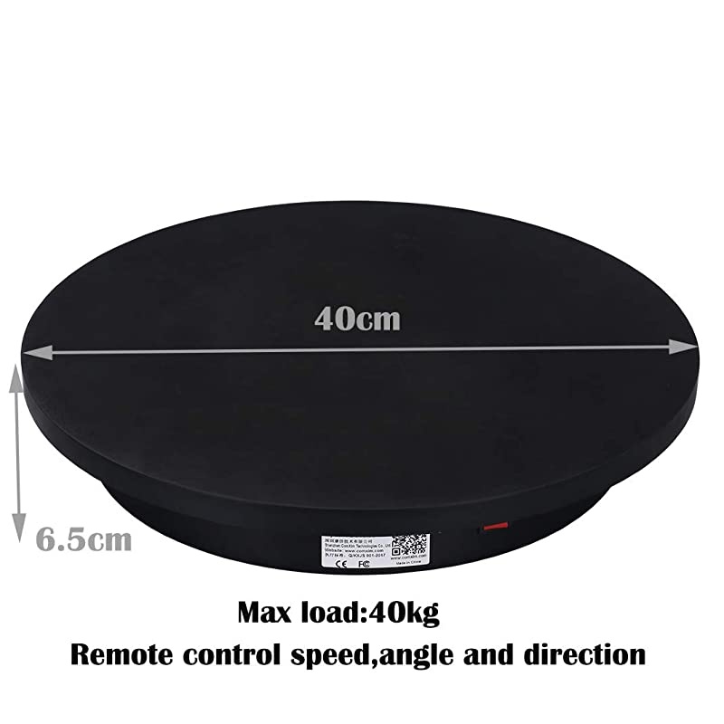 Professional 360 Degree Photography Turntable for Product Photography 158in40cm DiameterAutomatic Remote Control AngleSpeedDirection Various Rotation Mode Black