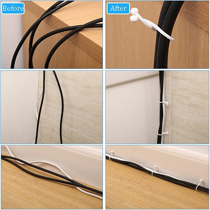Pack PP Twist Ties,Reusable Cable Ties Assorted Size (D:11mm and 18mm) Cable Ties Cord Organizer Cord Management for Household, Office, Travel,(White)