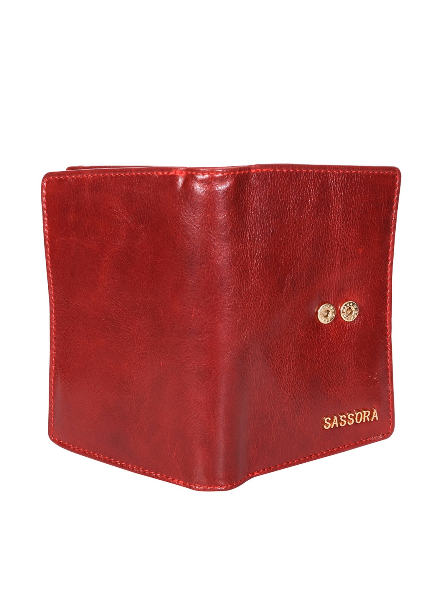 SASSORA Red Solid Rfid Bi-Fold Wallet for Women