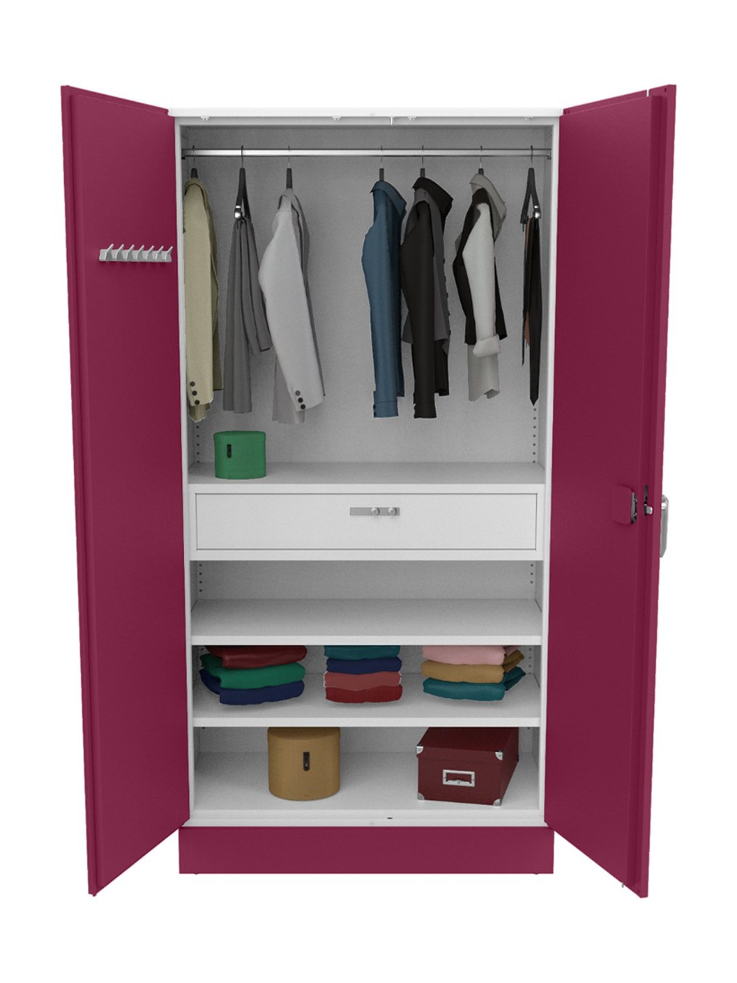 Godrej Interio Auraline  Men Basic 2-Door Steel Almirah, Textured Berry (1-Year Warranty, 1 Drawer)
